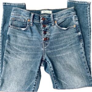 Madewell Blue Button-Fly Skinny Cropped Jeans. Size 26